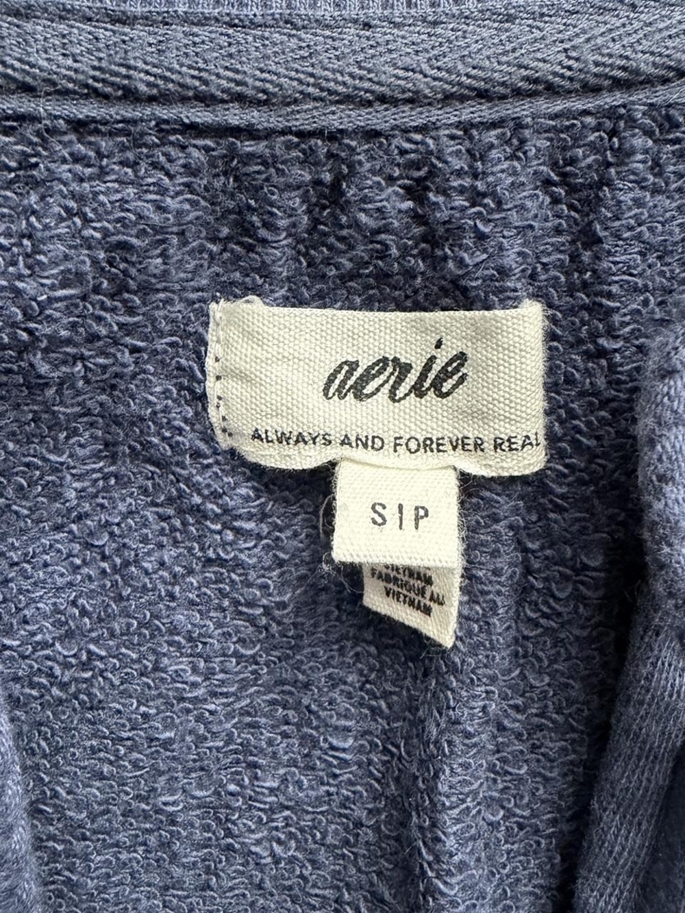 aerie Slate Blue Tie-Front Crewneck Pullover - Picture 2 of 2